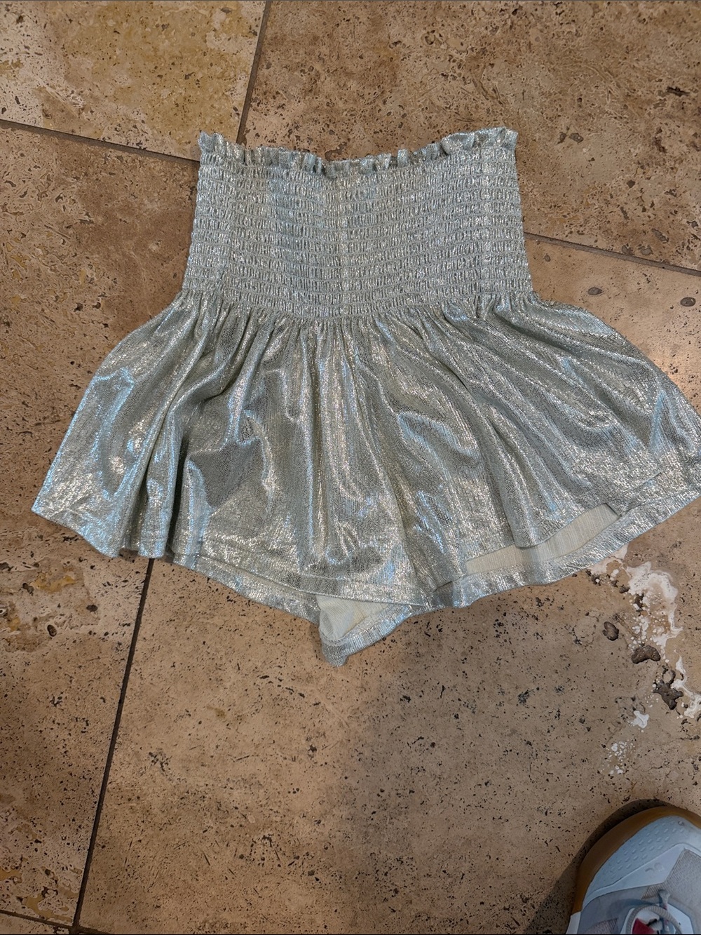 QUEEN OF SPARKLES Metallic Light Blue Girls Skort